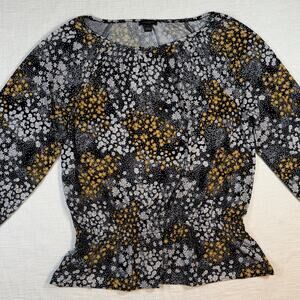 Ann Taylor Factory Floral Peplum Blouse – Size S